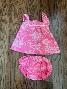 Carter's Pink Floral Tank Top & Bloomers Set with Pom-Pom Trim 9M